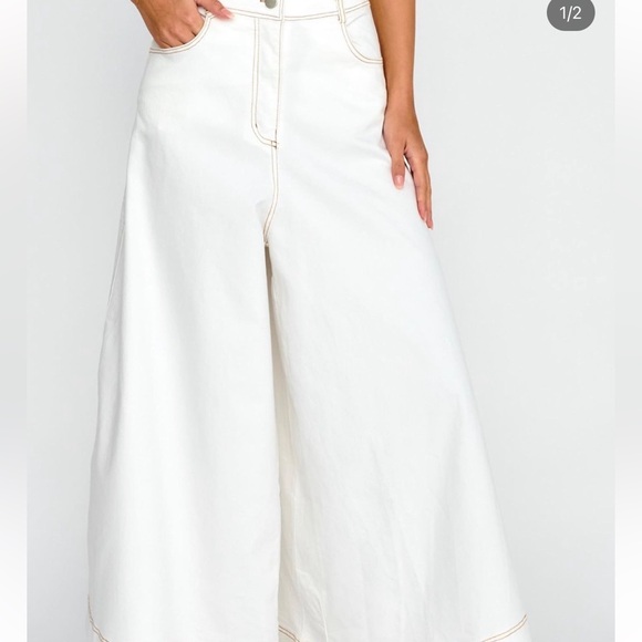 Brunello Cucinelli Womens Pants Wide Leg palazzo Jeans Culottes size 26 - Picture 2 of 14